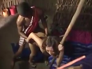 Japanese girl amazed black dick in African tribe