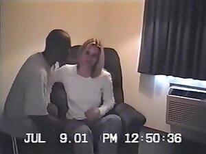 A blonde girl's first cuckold experience with 2 black guys