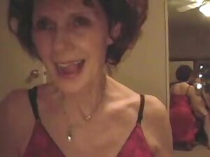 Mature wears lingerie and blows me