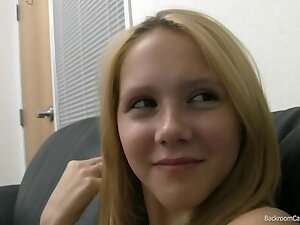 Geeky blonde cutie in a hardcore ass slamming porn casting