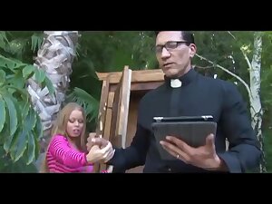 Curvy blonde Latina girl fucked by a priest