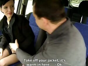 Pale skin darksome hair screwed in a car