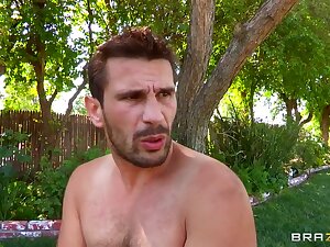 Eva Notty poses outside and gets drilled near the pool