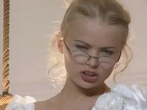 Sexy bride receives anal in wedding costume.