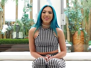 Blue haired slut fucks bbc