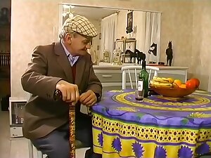 Young french blonde jerks off old mature cock