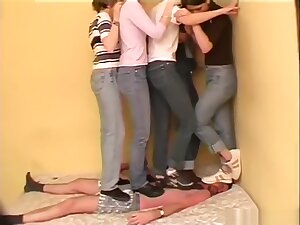 Multitrampling with 5 women