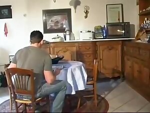 French woman enjoys three guys and DP