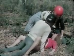Slutty retro babe fucked hard in public on her pussy