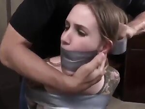 Duct Tape Wrap Gagged Bondage