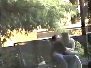 tapes a girl riding her bf upskirt on a bench in the park