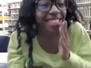 Flashing her pussy in a public library