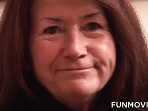 German Granny gets a huge dildo