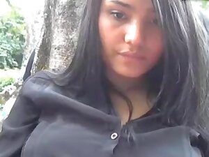 colombian girl in public park