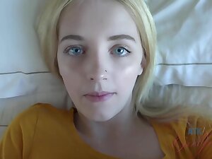 Adorable blonde babe with blue eyes, Kate Bloom did her best to make her roommate cum