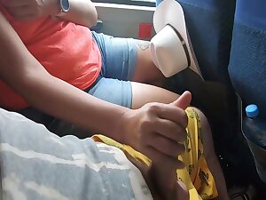Blowjob On Public Bus With Handjob & Cum Swallow 4 Min