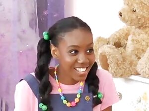 Pigtailed ebony girl