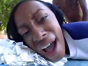 Chubby ebony cheerleader slut getting pounded