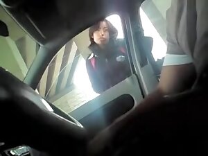Man in the car frightened amateur with cock flashing