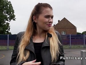 Blonde Brit fucks cock for cash outdoor