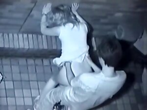 Asian couple are having sex in the park on