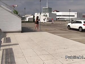 Brunette student 18+ sucks dick in car in public