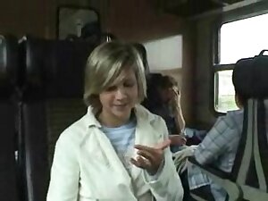 Blondie sucks a dick in the train