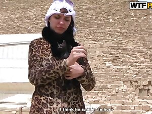 Beautiful Aurita sucking outdoors in Egypt