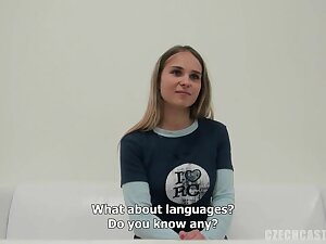 Czech Casting Veronika talked in to sucking cock