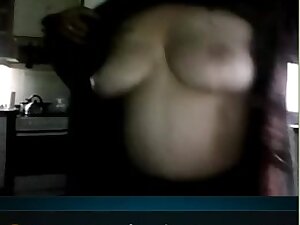 Uruguay granny showed me her saggy tits in skype