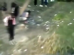 Spanish girls pee on public