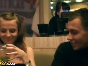 Dude seduces beauty to have sex in restaurant