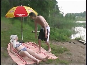 Russian mature Step mom and her boy on the nature! Amateur!
