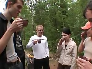 Gangbang Fun a Group of Young Russians on a Camping Trip that Gets Sexy