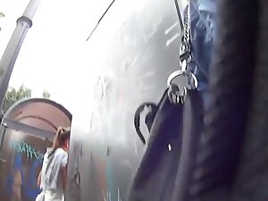 Woman touching man's dick in the bus