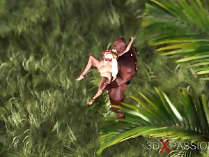 Hot sex in jungle! Big black cock and college girl