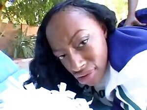 Chubby ebony cheerleader slut getting pounded