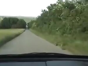 Very hot and horny German blonde on a road trip