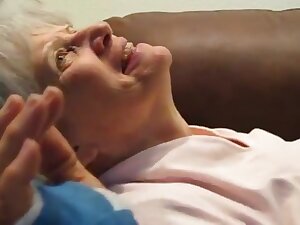 Grey haired granny blowjob and cum in her mouth