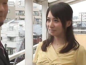 Cute housewife Yuuka Osawa has creampie sex with a neighbor.