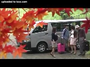 Japanese MILF enjoys hot sex in the travel