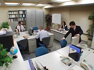 Japanese office girl gets fucked by two