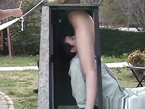 Golden fake statue fuck in public