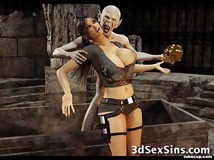 3D Zombie Fucks Lara Croft!