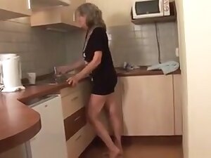 Kitchen fuck with Granny