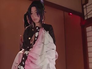 Demon Slayer　kochou Step sisters　threesomes　cosplay Jav