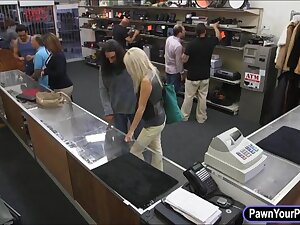 Foxy business lady sells her watch and fucked by pawnkeeper
