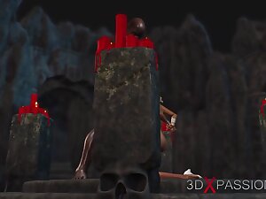 A horny bride gets fucked by a big black cock in the dungeon