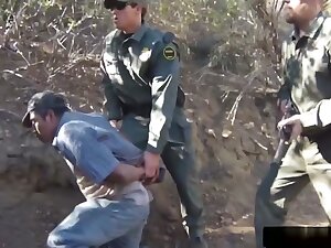 Brunette Chick Banged Outdoors By Border Guard