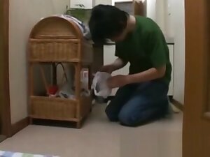 Hot Asian Step-Mom Catches Step son Sniffing Panties